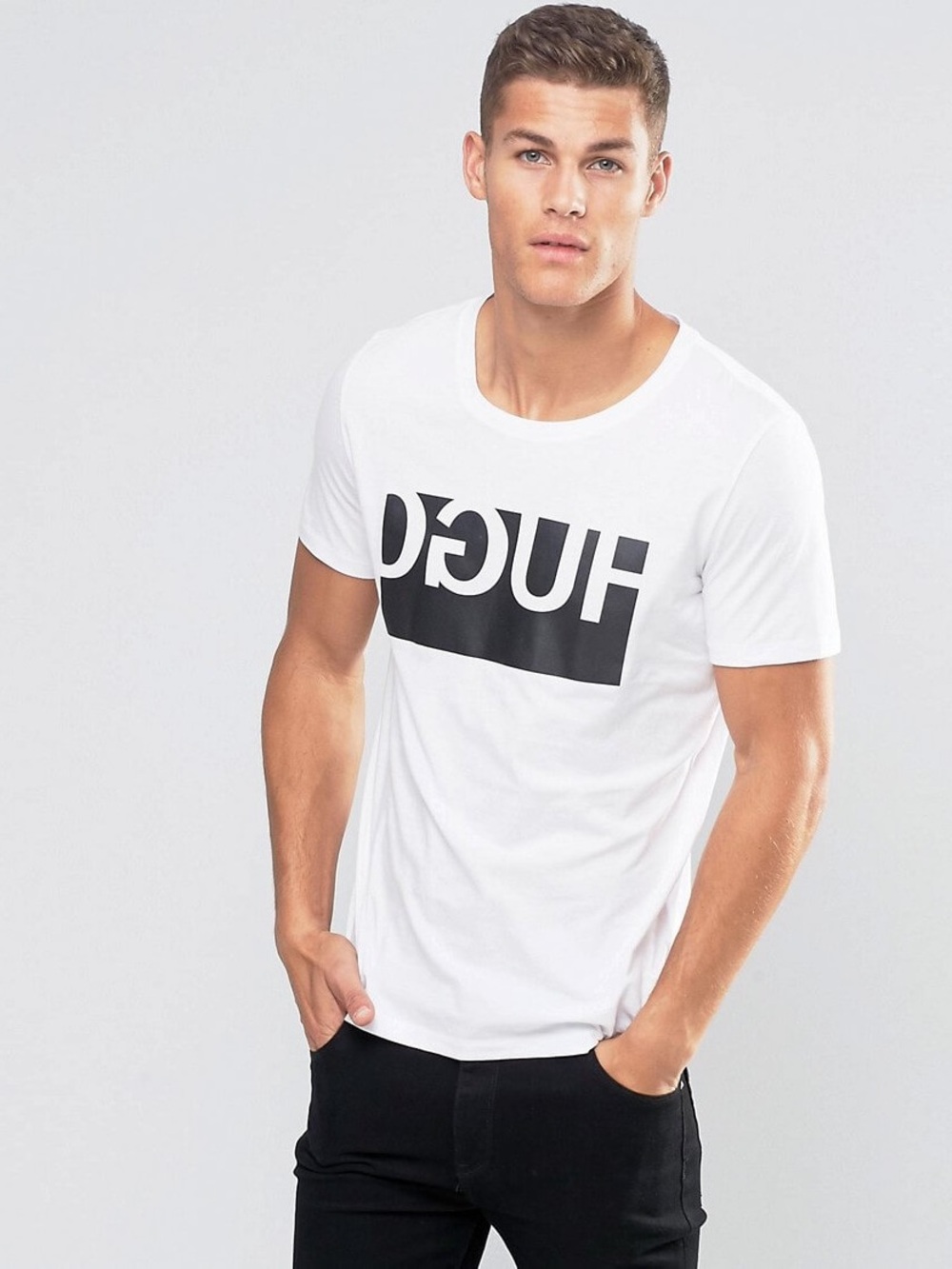 HUGO White Logo Crew Neck T-Shirt XXL